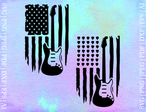 American Flag Guitar SVG Graphics for Crafts