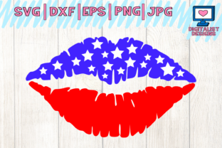 American Flag Lips Graphics for Crafts