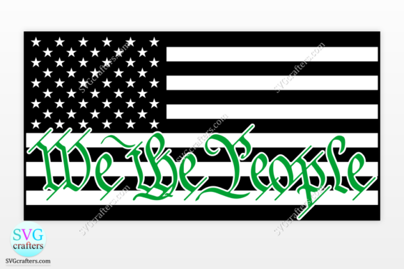 American Flag We the People Green Line Graphics