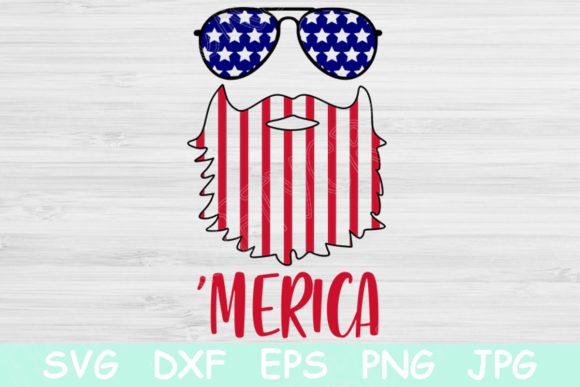 Beard Flag Merica 4th of July Graphics for Crafts
