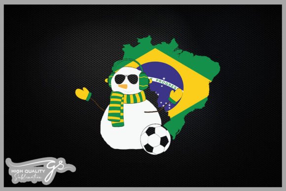 Brazil Flag Snowman Christmas Graphics for Crafts