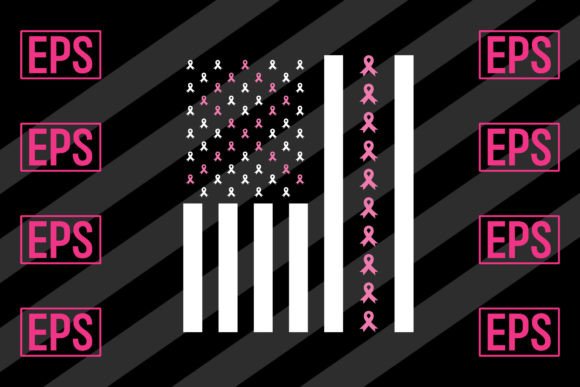 Breast Cancer Awareness USA Flag Graphics for Crafts