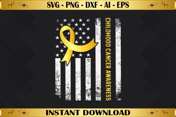 Childhood Cancer Awareness USA Flag Graphics for Crafts