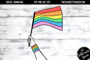 Hand Sketched Hand Holding Rainbow Flag Graphics for Crafts