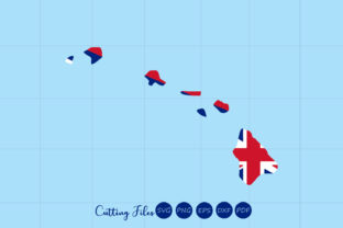 Hawaii State with Flag Background Graphics for Crafts