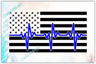 Heartbeat American Flag, Police Graphics for Crafts