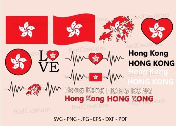 HK Flag Bundle Svg for Embroidery