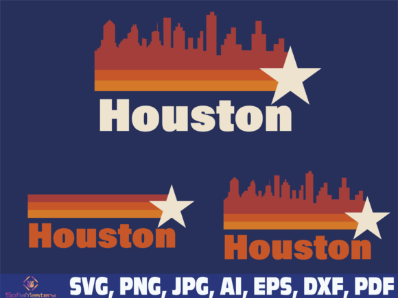 Houston Skyline Strip Flag Graphics for Crafts