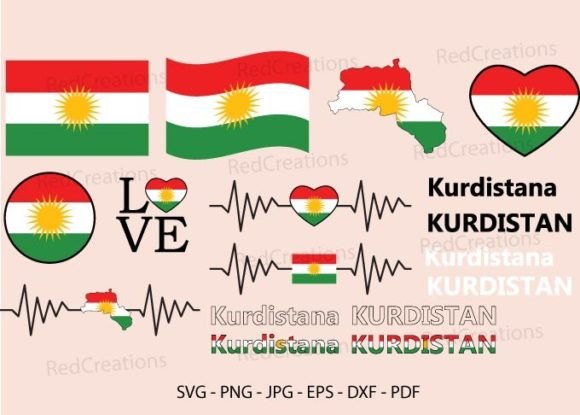 Kurdistan Flag Graphic for Crafts and Branding