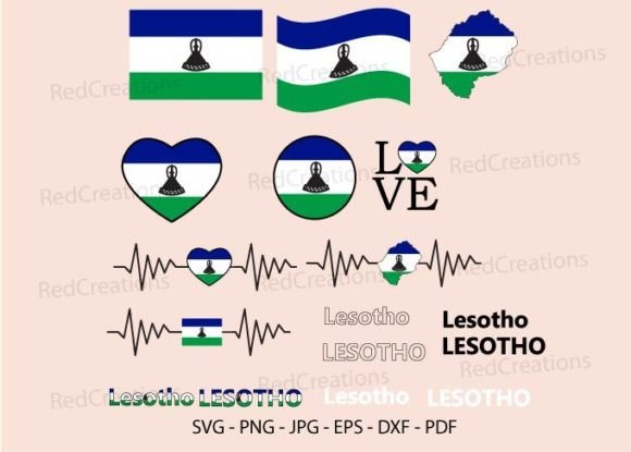 Lesotho Flag Bundle Graphics for Crafts