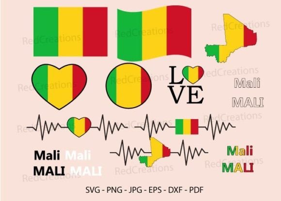 Mali Flag Bundle Graphics for Crafts and Web Design