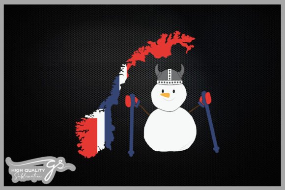 Norway Flag Snowman Christmas Graphics for Crafts