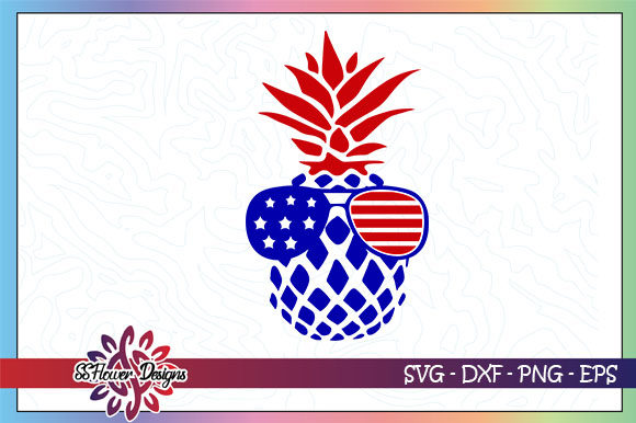 Pineapple Sunglasses America Flag Graphics for Crafts
