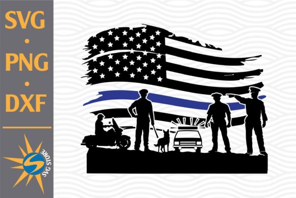 Police USA Flag Graphics for Crafts