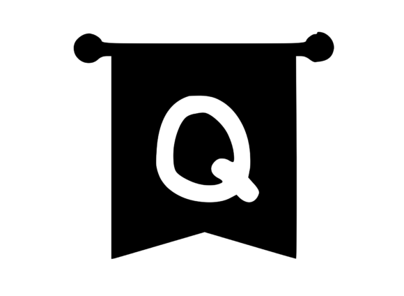 Royal Flag Banner with Playful Mono Q Graphics for Crafts
