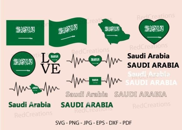 Saudi Arabia Flag Svg Bundle Graphics for Crafts