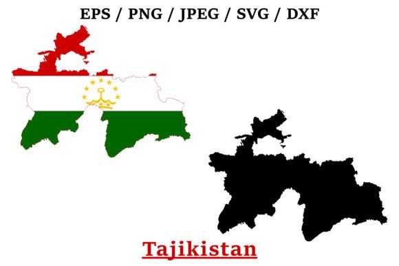 Tajikistan National Flag Map Design Graphics